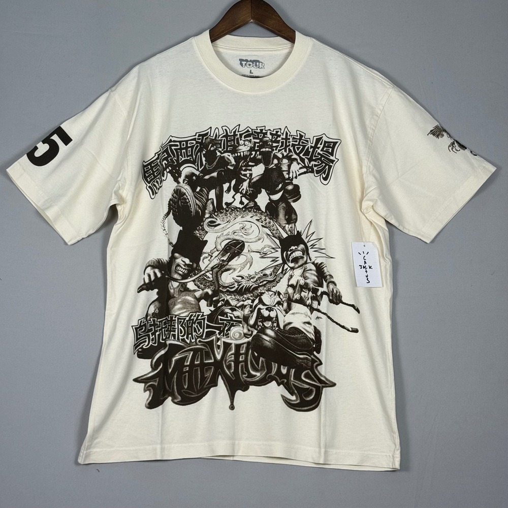 Travis Scott Circus Maximus Tour Tee Mens Large Cream NWT Sanya China 2025